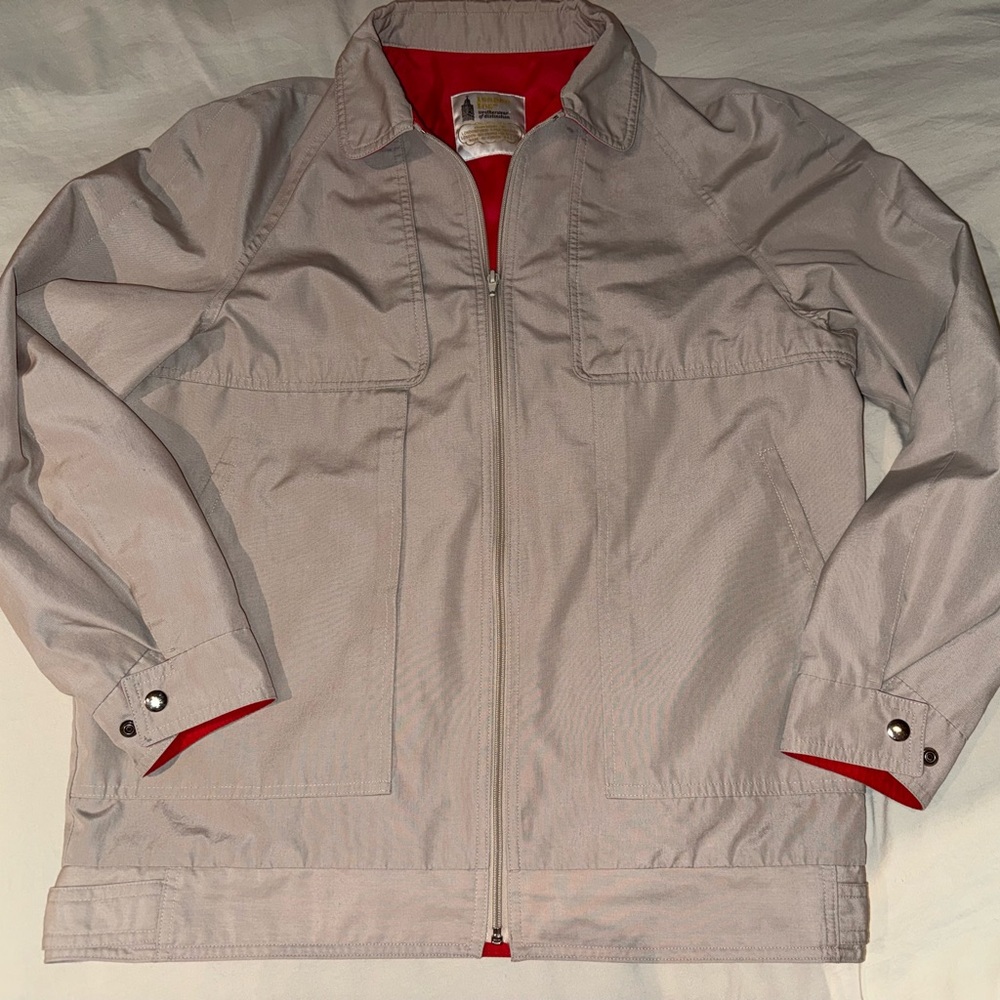 Vintage London Fog Jacket Mens 42 Long Tan Windbreaker Classic Zip Coat